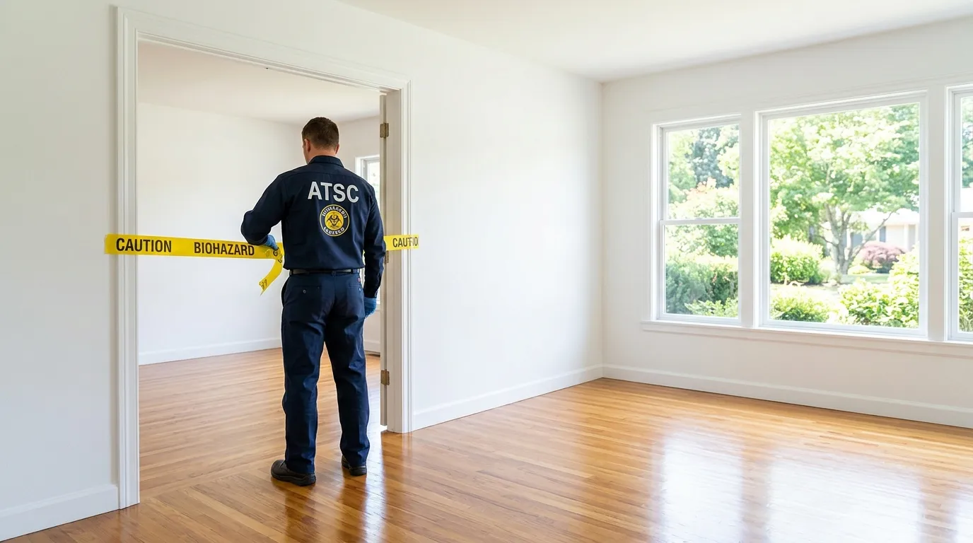 Certified biohazard cleanup crew performing Decomposition Cleanup in Alton